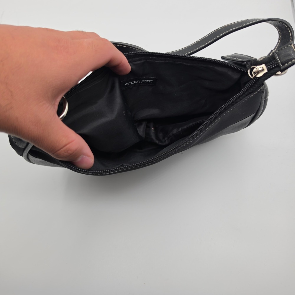Victoria's Secret Shoulder Bag Women Small Black Good Y2K Nylon Faux Leather - Picture 3 of 6